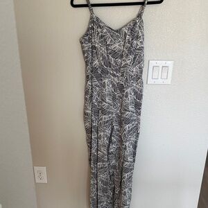 Old Navy Black and White Leaf Pattern Jumpsuit